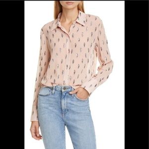 Equipment Sedienne Metallic Leaves Silk Blend Blouse, Size S, Pre-owned